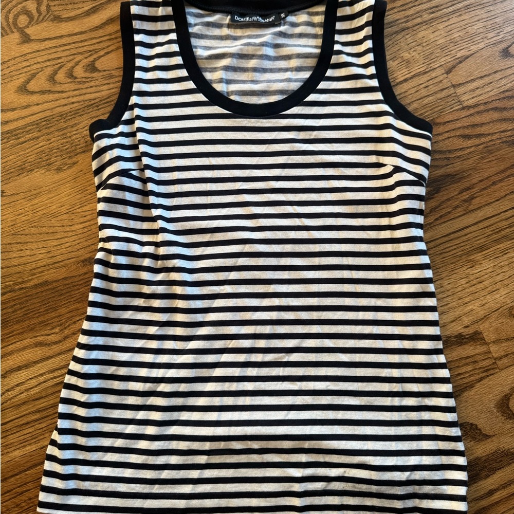Dolce & Gabbana Black and White Striped Tank Top